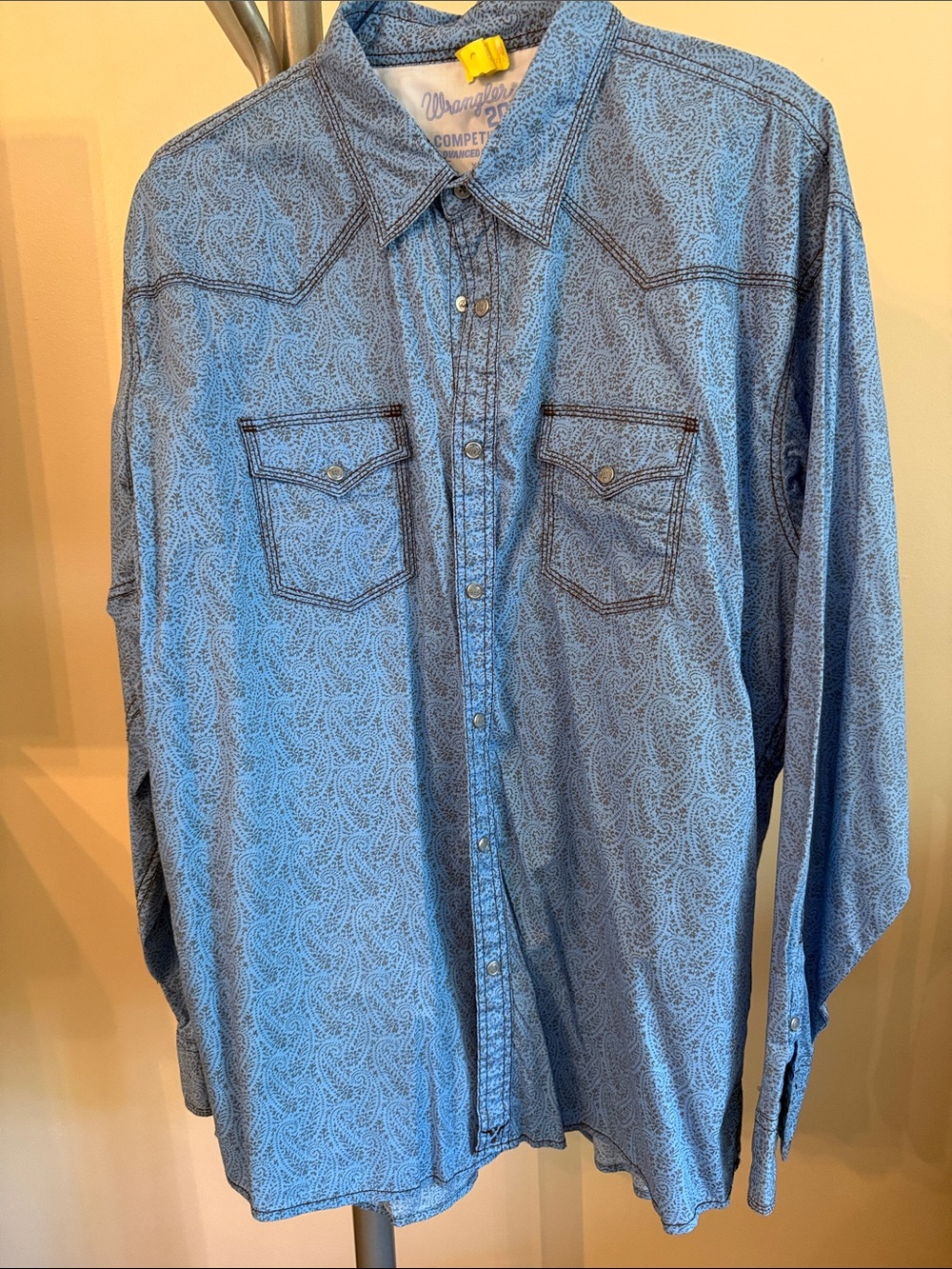 Wrangler Light Blue Paisley Western Button-Down Shirt